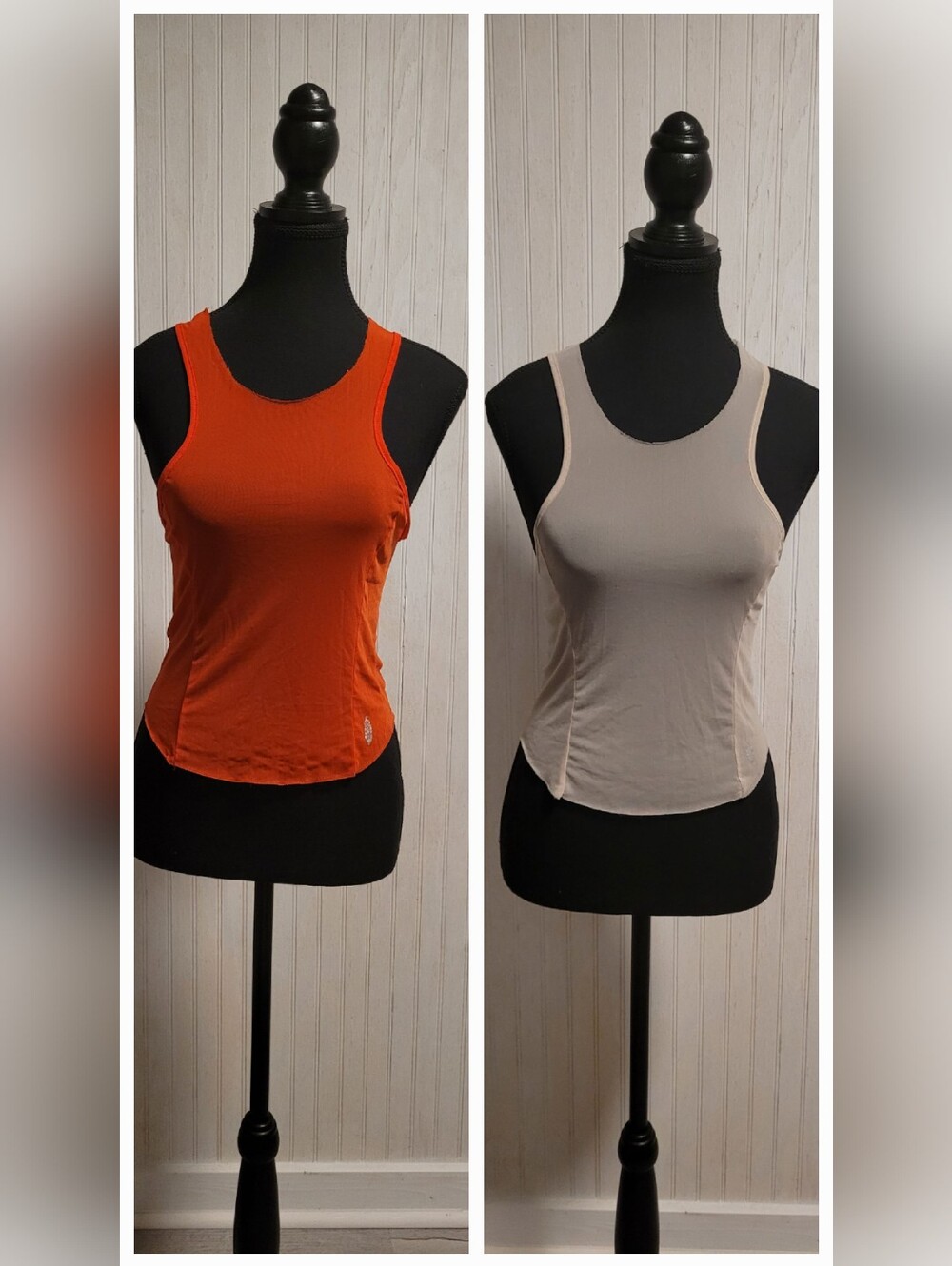 2 FP Movement Mesh Sesh Racerback Tanks Vermillion and Beige Size S